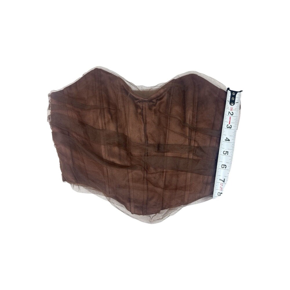 Zara Corsetry Tulle Crop Top Brown Strapless Sheer Bustier M Corset Whimsigoth - Picture 7 of 7